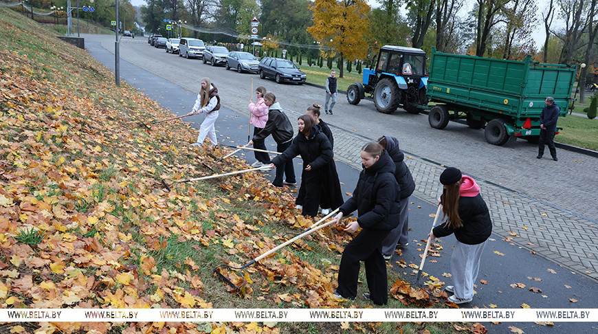 Маладыя клёны ў парку, парадак у дварах. У Магілёве прайшоў вялікі суботнік